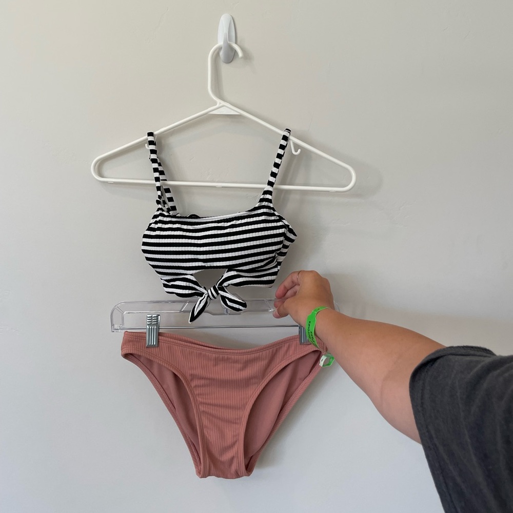 BLACK A WHITE STRIPE AND PINK BIKINI FROM TARGET